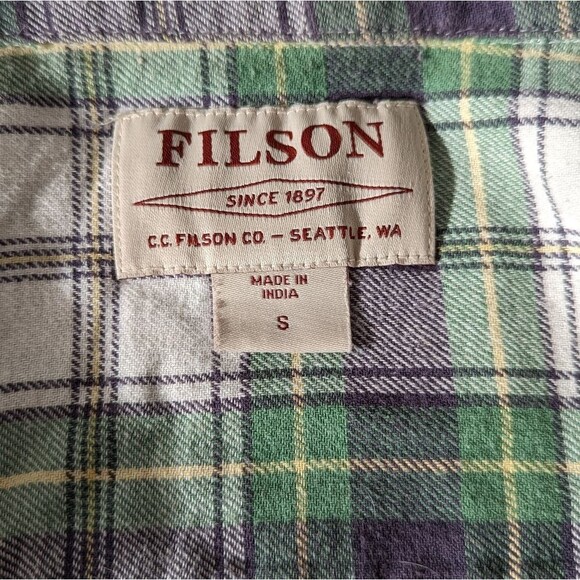 Women's Green and White Plaid Button Down Shirt by Filson. Size S - Picture 5 of 5